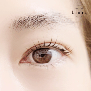 渋谷区恵比寿のまつ毛サロンLinoa｜ラッシュリフト施術例｜根元から立ち上げつつ程よくカールをつけ、ストレートすぎない自然な仕上がりで抜け感のある目元に